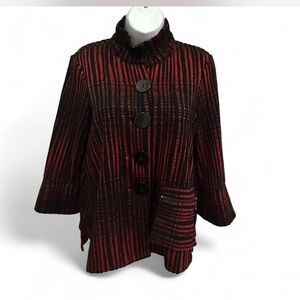 Ali Miles Red and Black Striped Cape Jacket